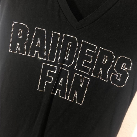 Rhinestone Oakland Raiders Fan Vneck Tee - Picture 1 of 5